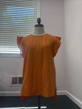 Zara Flutter Sleeve Tunic in Burnt Orange